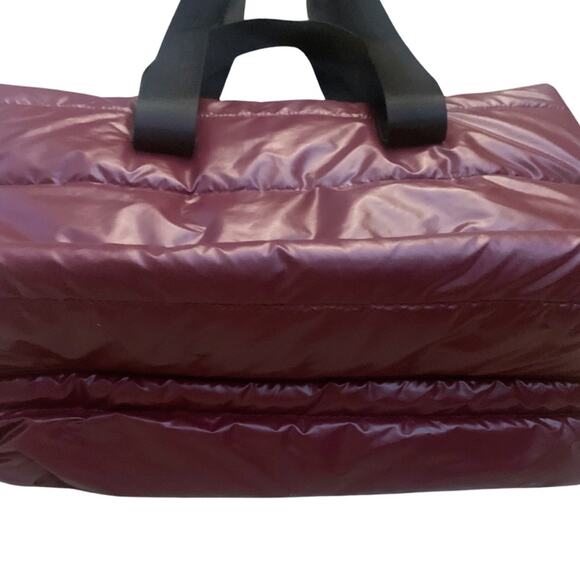 Rampage Quilted Puffer Handbag Shoulder Bag Wine Red Burgundy Tote Big Purse - Picture 9 of 12